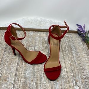 Anne Michelle red ankle strap heels
